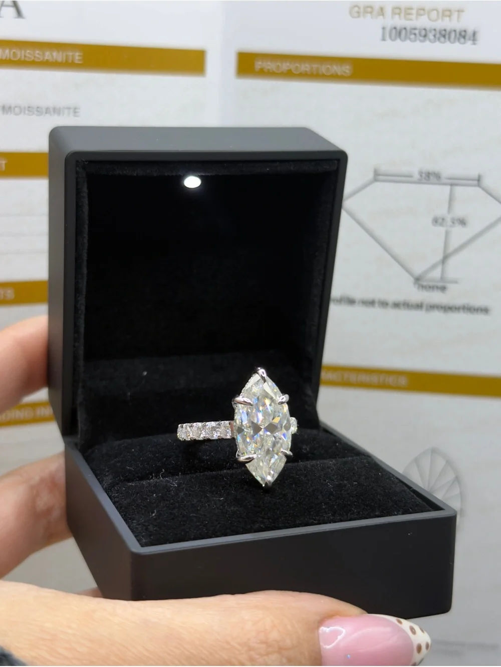 10ct marquise cut big vvs1 Moissanite engagement ring sz 7